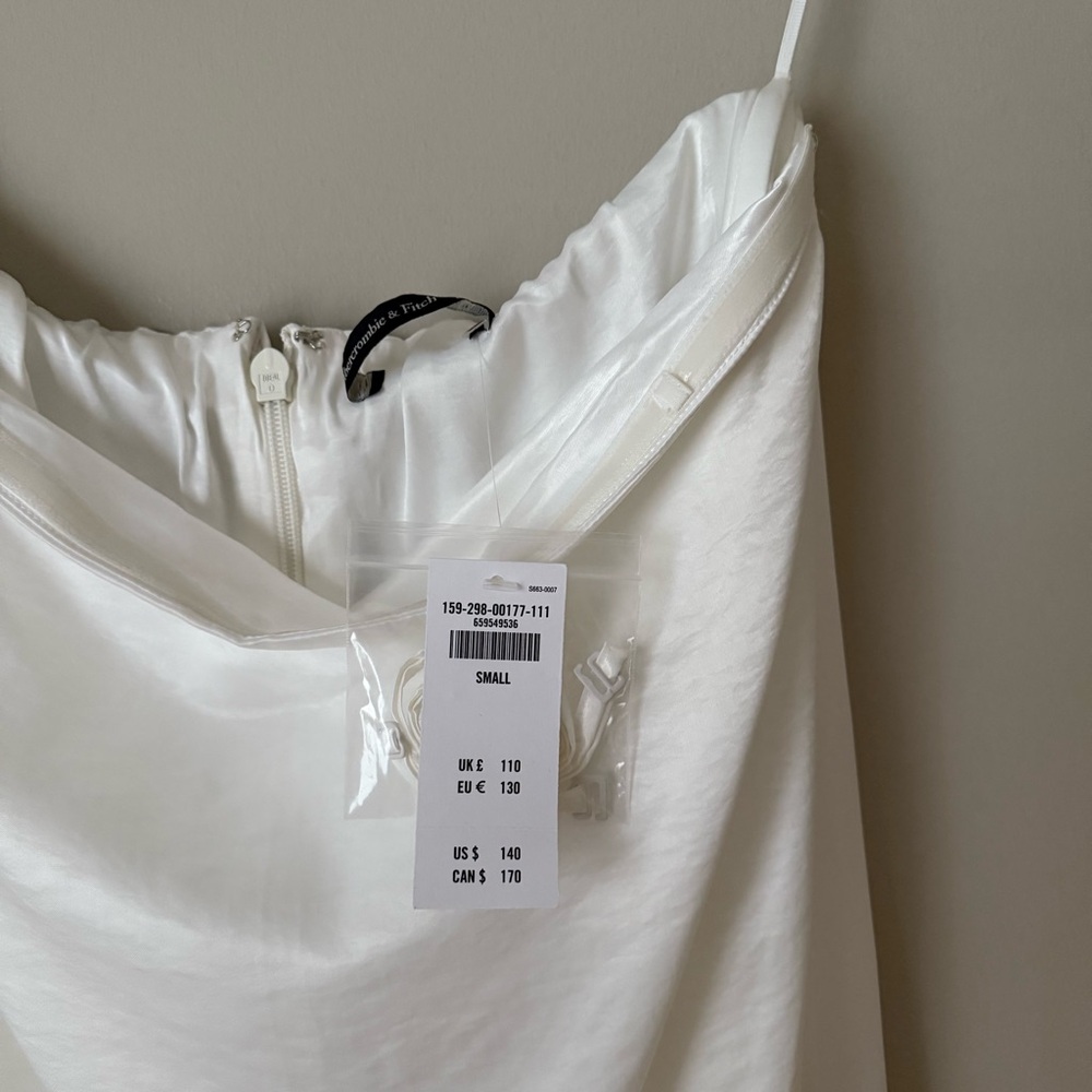 NWT {Abercrombie & Fitch} White Strapless Trapeze Maxi Dress - Picture 7 of 7